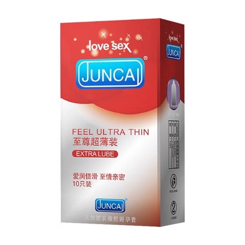 Bao cao su Juncai Feel Ultra Thin - Siêu mỏng nhiều gel bôi trơn - Hộp 10 cái