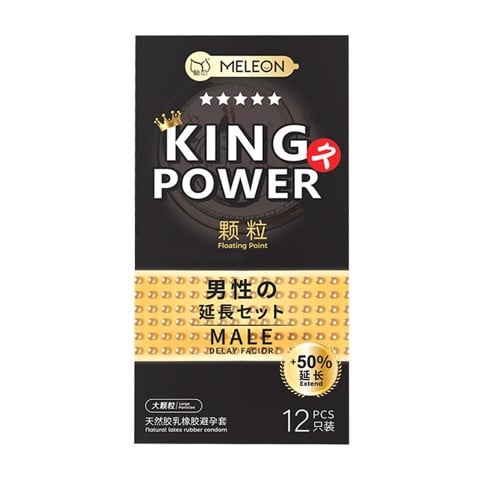 Bao cao su Meleon King Power Floating Point - Kéo dài thời gian thêm 50% hạt nổi - Hộp 12