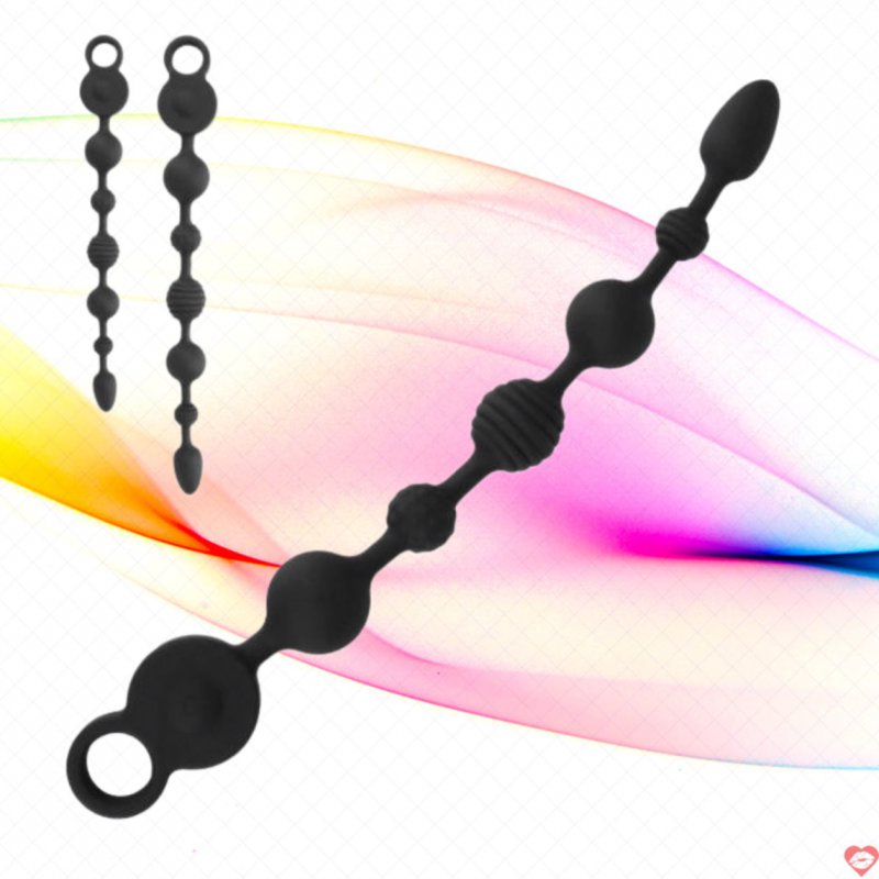 Que rung dạng chuỗi Dildo đen 35/43cm kích thích hậu môn cực đỉnh 